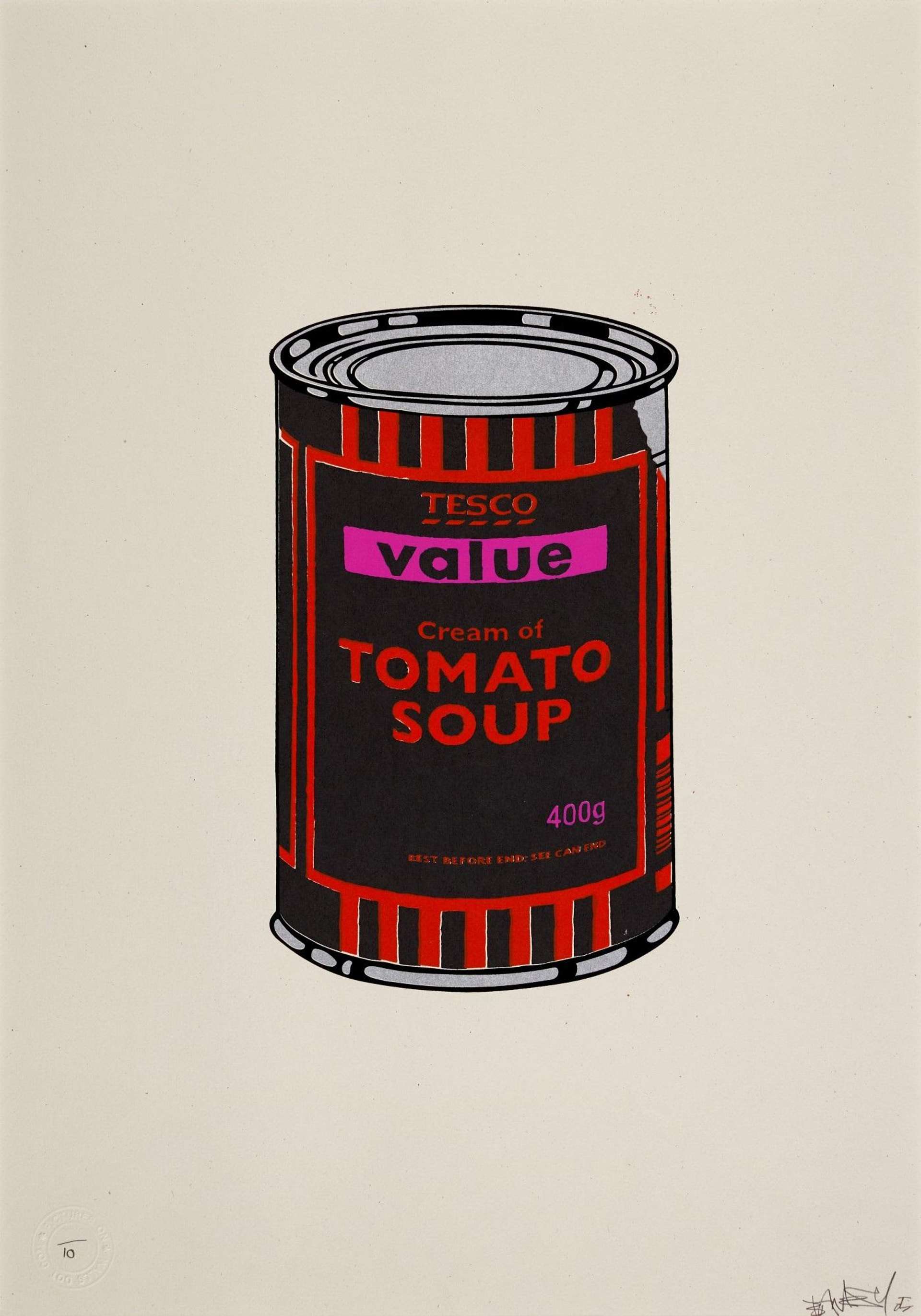 Banksy: Soup Can (black, orange and pink) - Signed Print