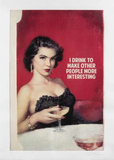 I Drink To Make Other People More Interesting (red, large) - Signed Print by The Connor Brothers 2017 - MyArtBroker