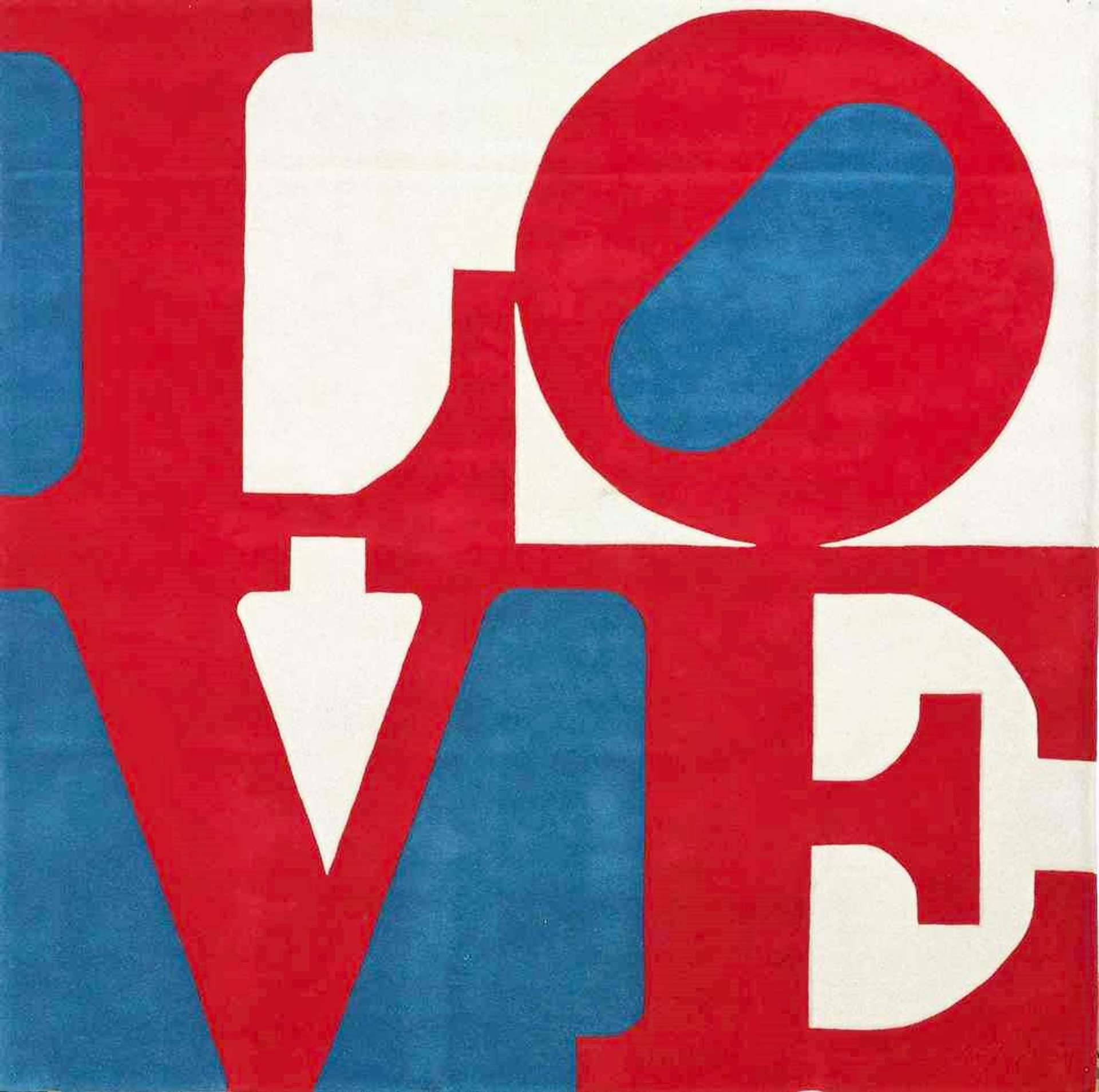 Robert Indiana: Chosen Love (red, blue and white) - Wool