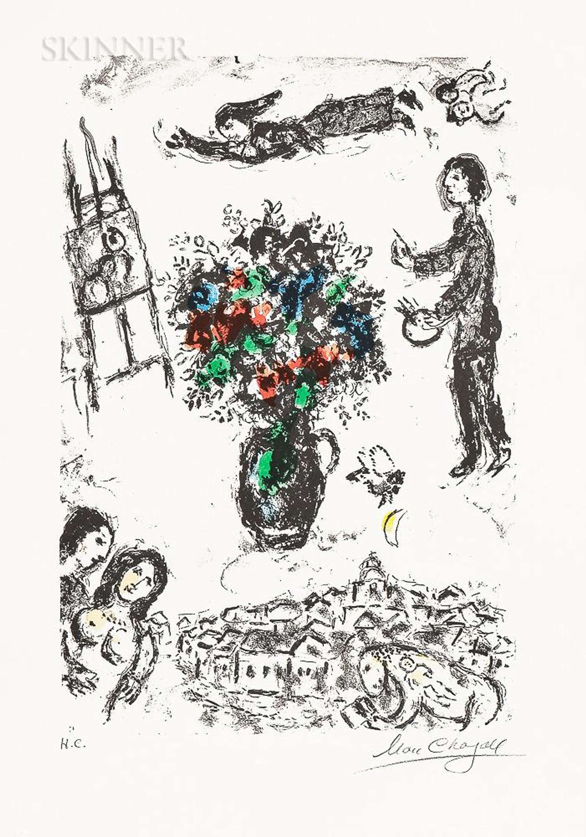 Bouquet Sur La Ville - Signed Print by Marc Chagall 1983 - MyArtBroker