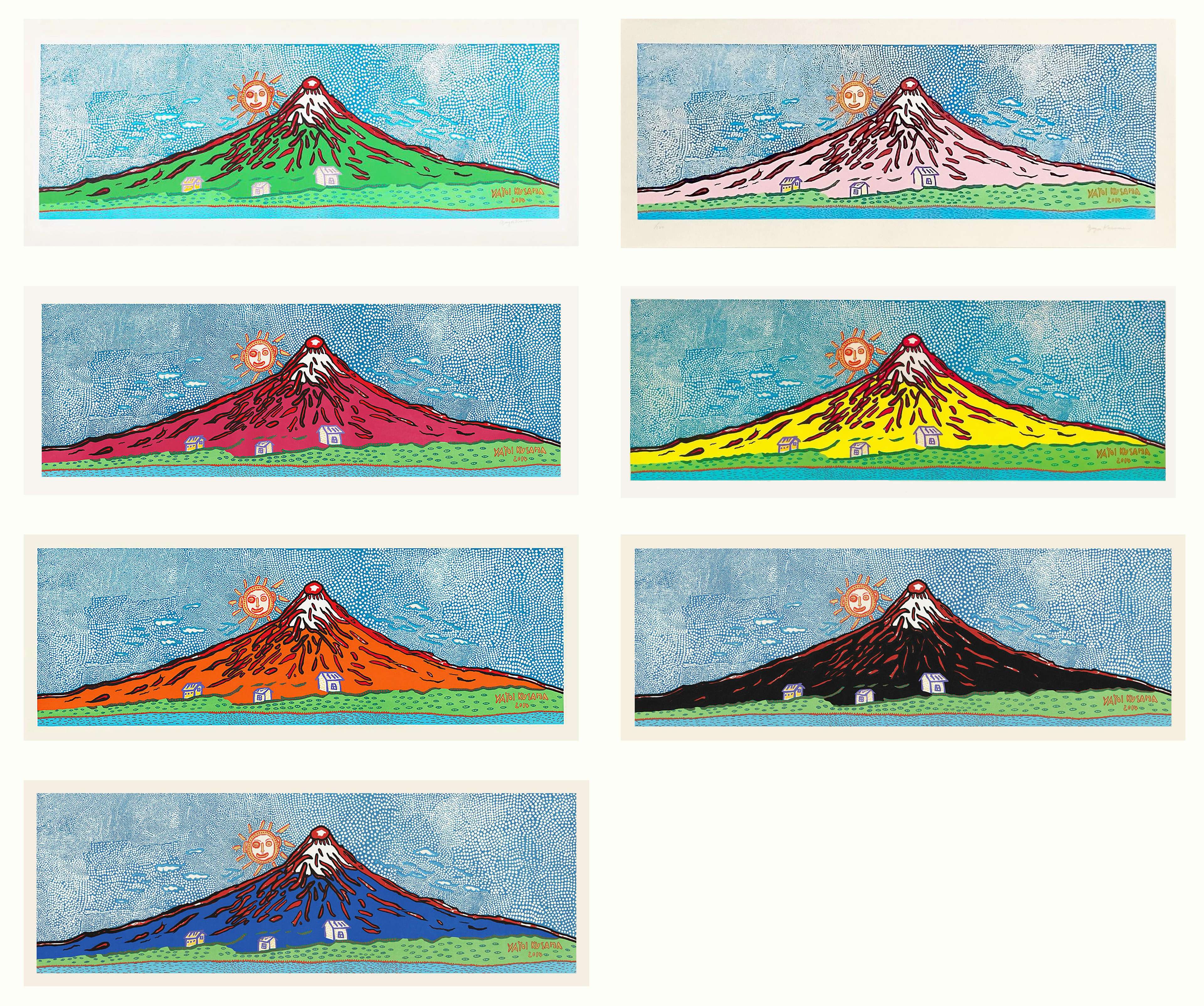 Mt. Fuji In Seven Colours (complete set) - Signed Print by Yayoi Kusama 2015 - MyArtBroker