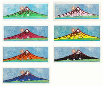 Mt. Fuji In Seven Colours (complete set) - Signed Print by Yayoi Kusama 2015 - MyArtBroker