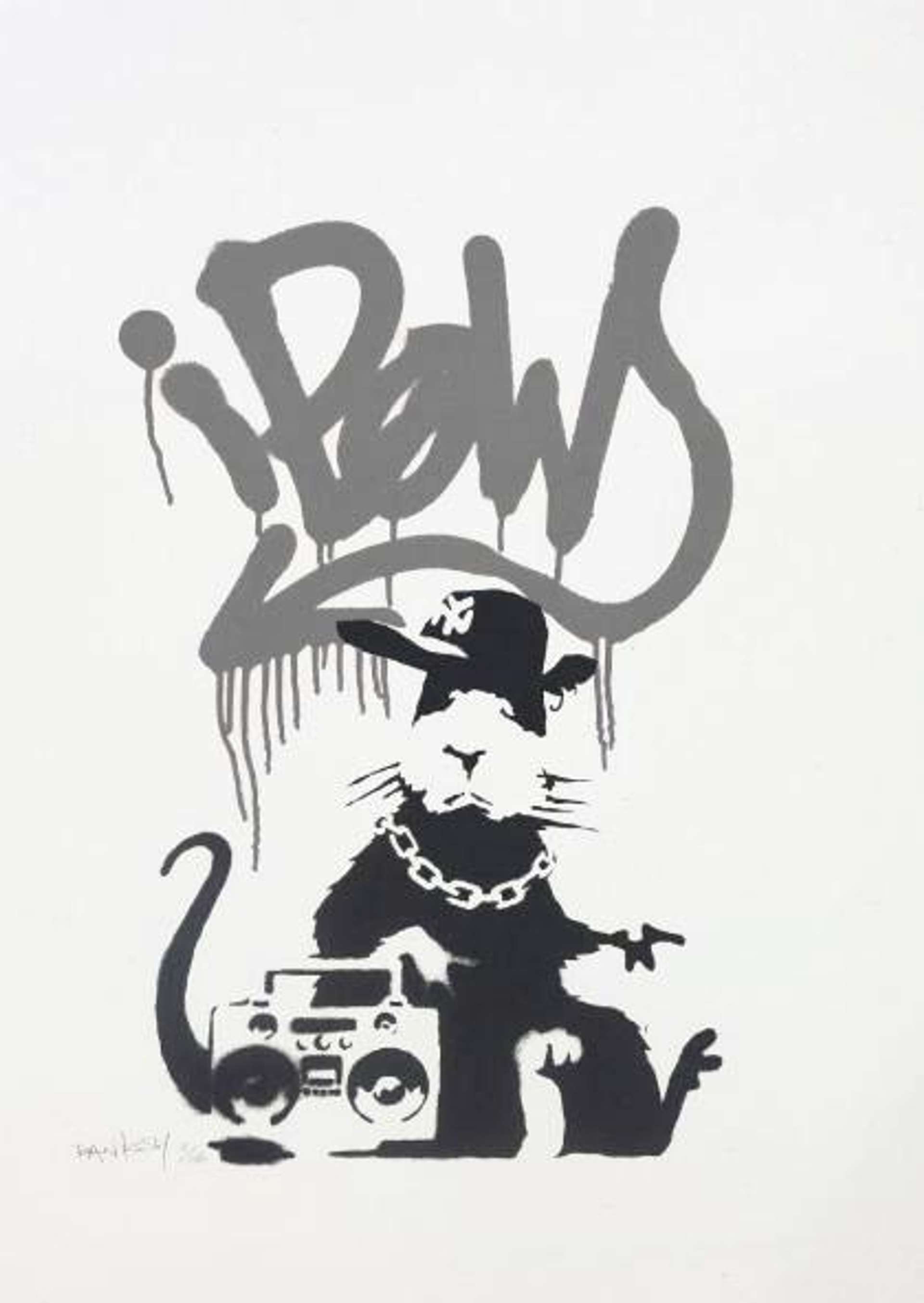 Gangsta Rat (AP grey) - Signed Print by Banksy 2004 - MyArtBroker