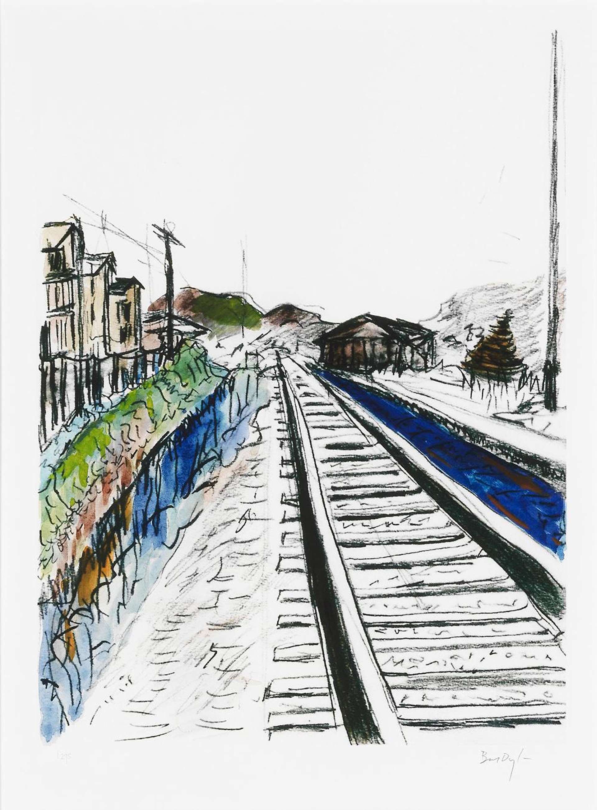 Train Tracks White (2010) - Signed Print by Bob Dylan 2010 - MyArtBroker