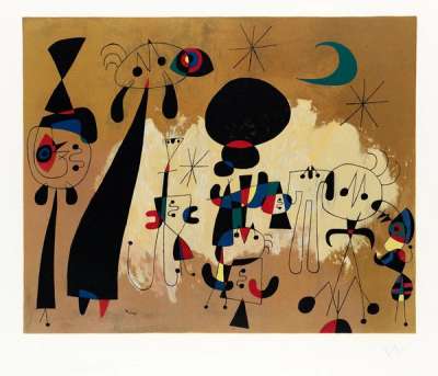 Joan Miró: Femme, Lune, Etoile - Signed Print