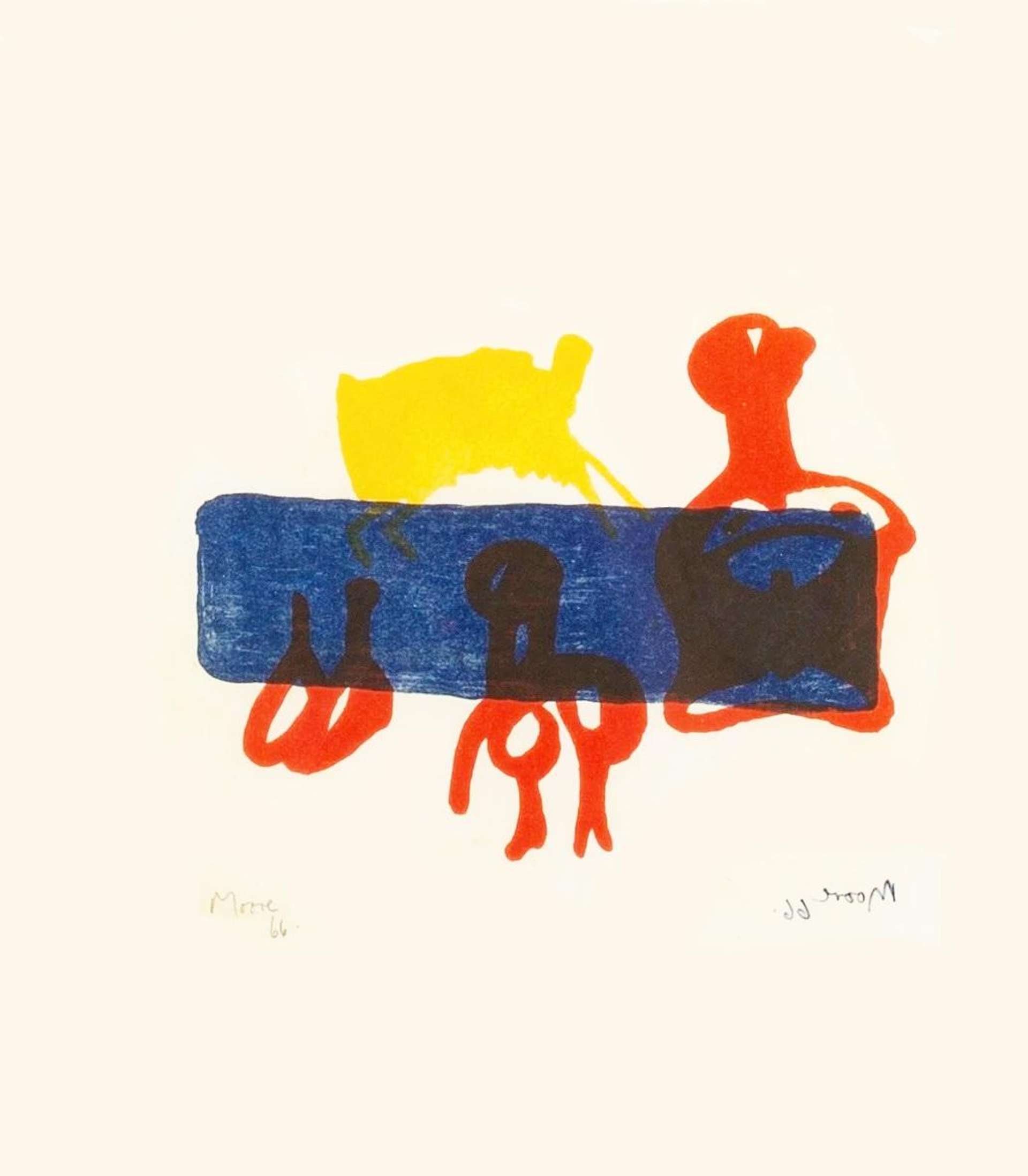 Motif In Red And Blue - Signed Print by Henry Moore 1967 - MyArtBroker