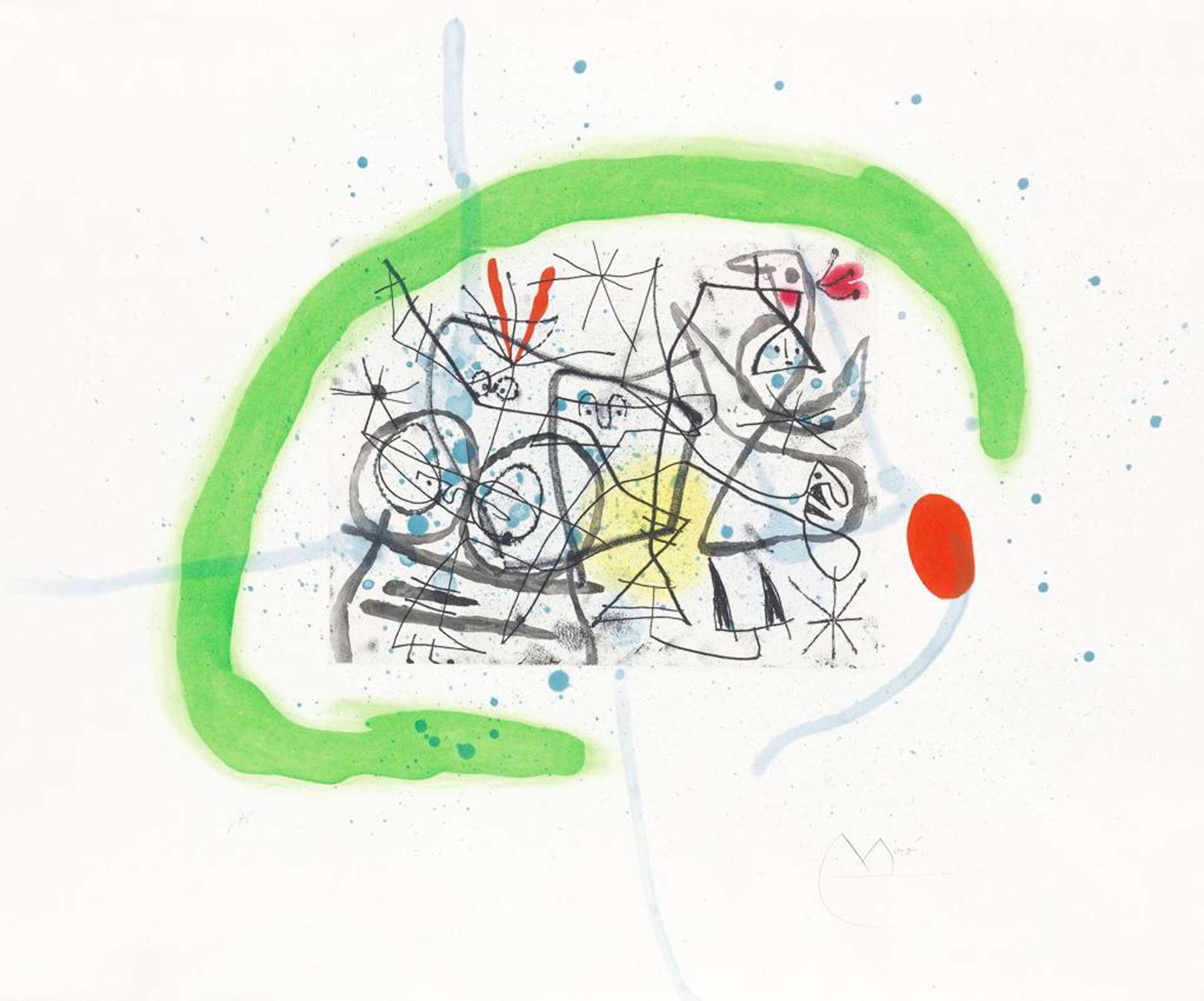 Joan Miró: Préparatifs Oiseaux IV - Signed Print