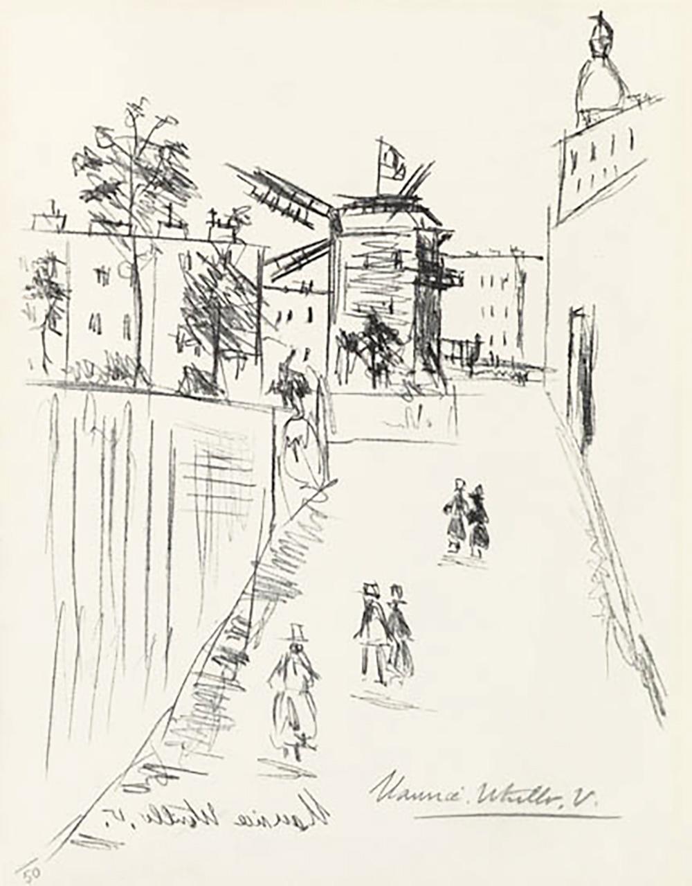 Maurice Utrillo、MOULIN、海外版超希少レゾネ Maurice Utrillo Le Moulin Rouge (Signed Print) 1920 | MyArtBroker