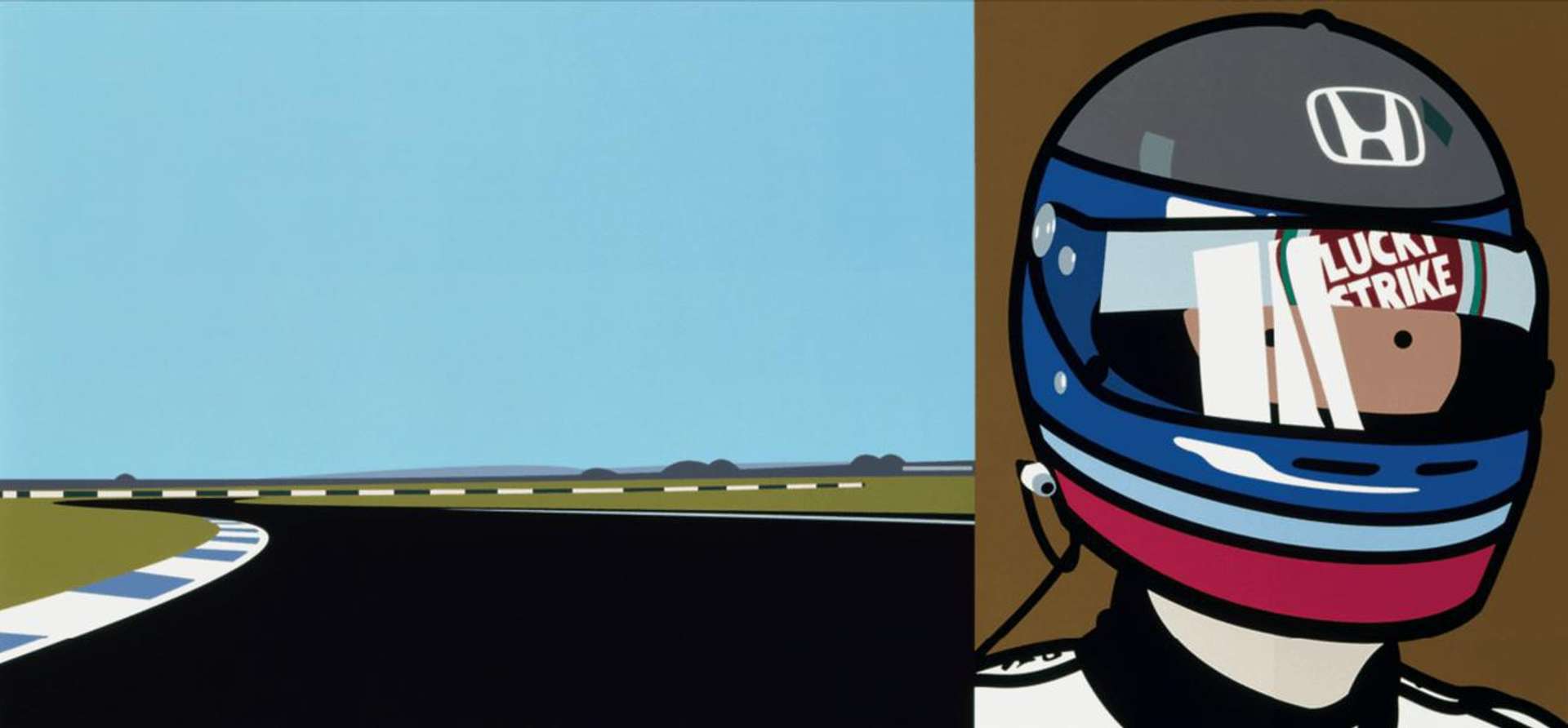 Imagine You Are Driving (Fast)/Rio/Helmet by Julian Opie