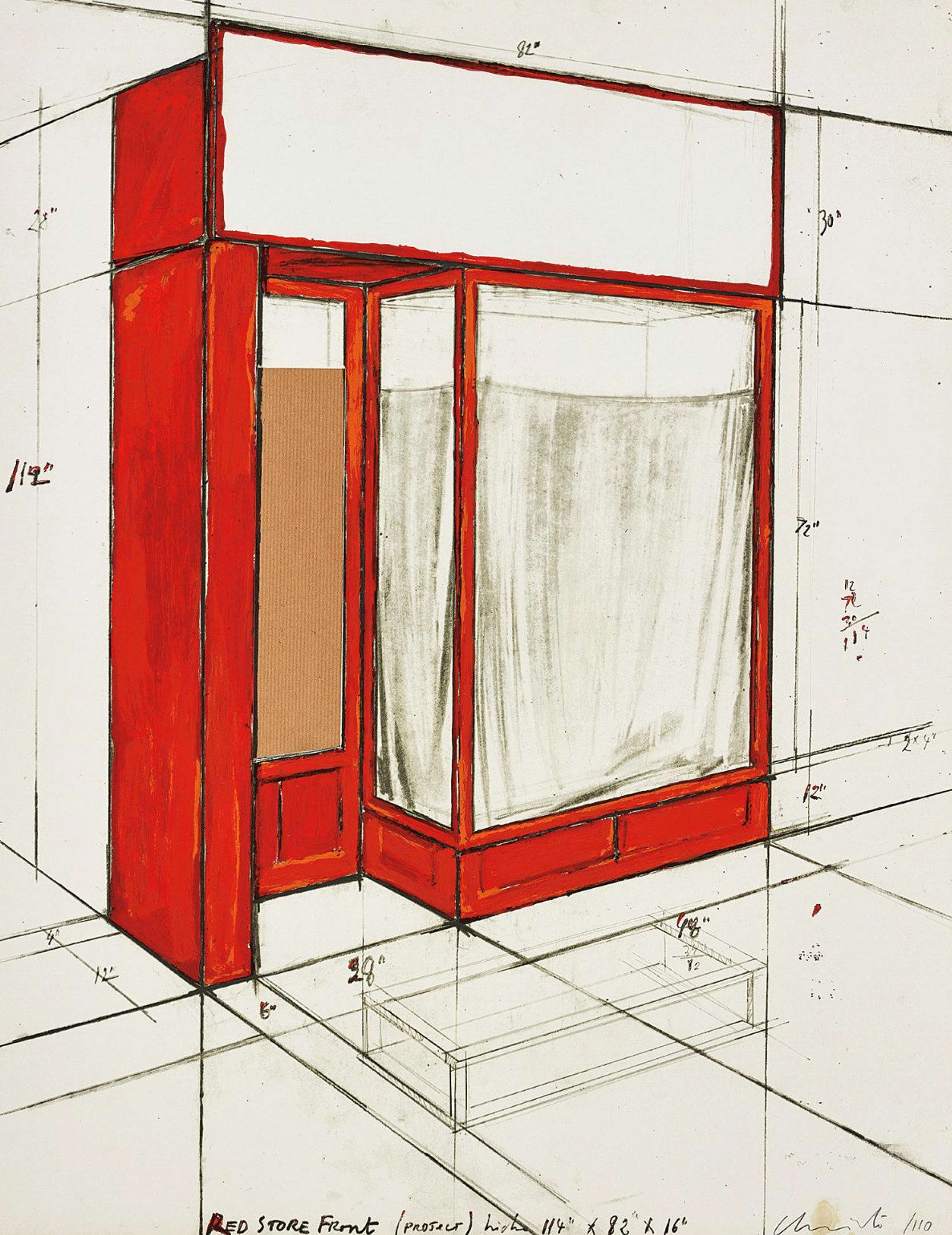 Red Store Front, Project - Signed Print by Christo 1977 - MyArtBroker