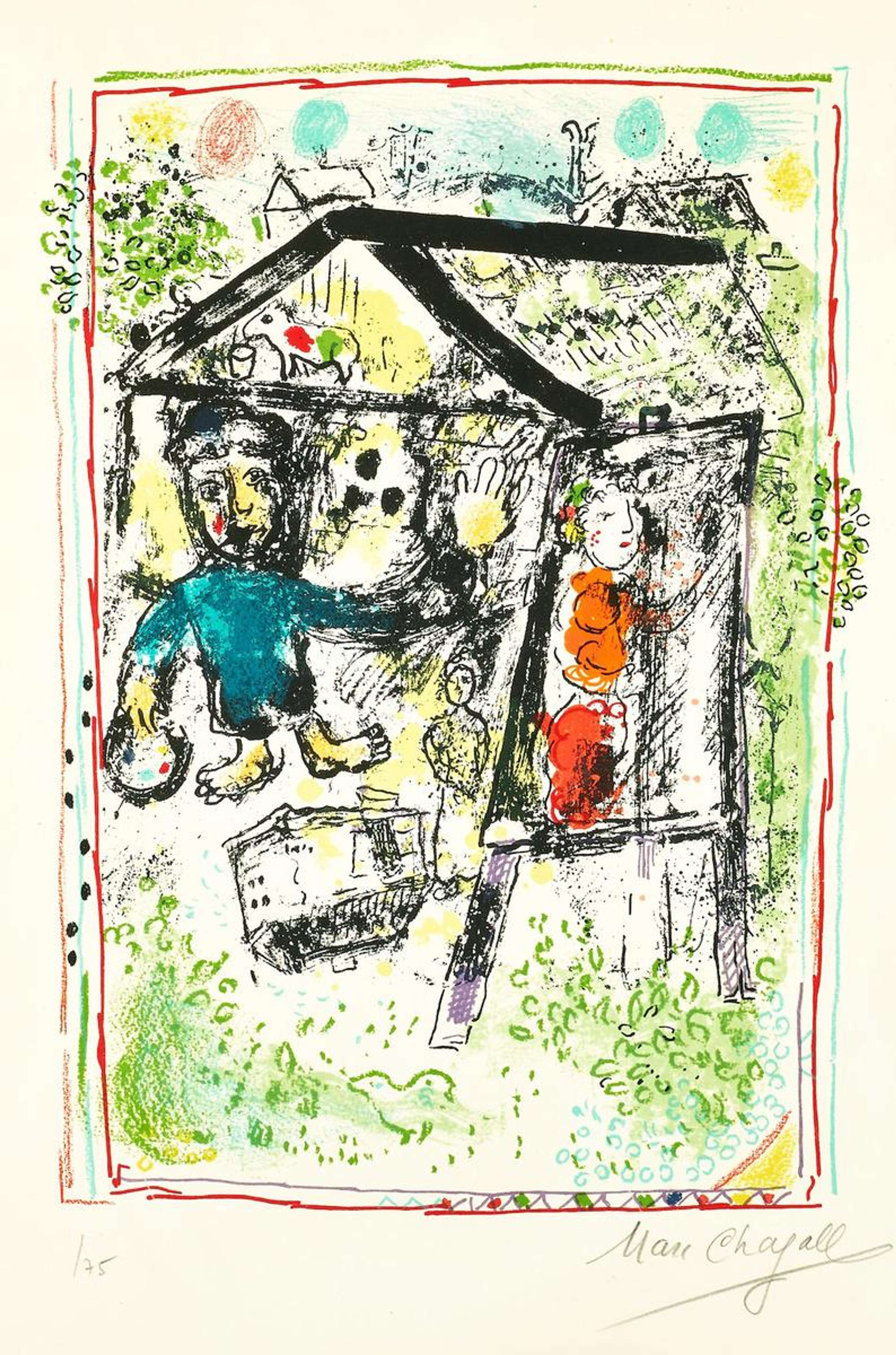 Le Peintre Devant Le Village I - Signed Print by Marc Chagall 1969 - MyArtBroker