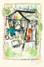 Marc Chagall: Le Peintre Devant Le Village I - Signed Print