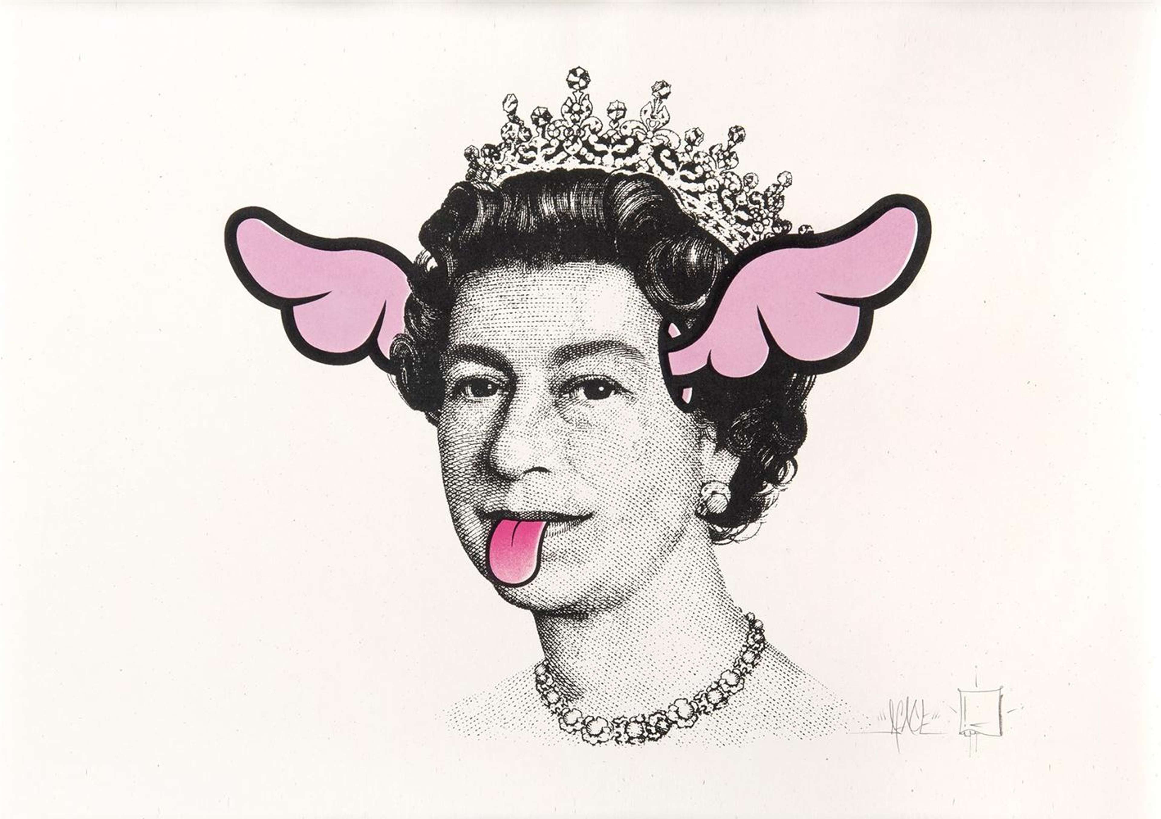 Dog Save The Queen (pink) - Signed Print by D*Face 2004 - MyArtBroker