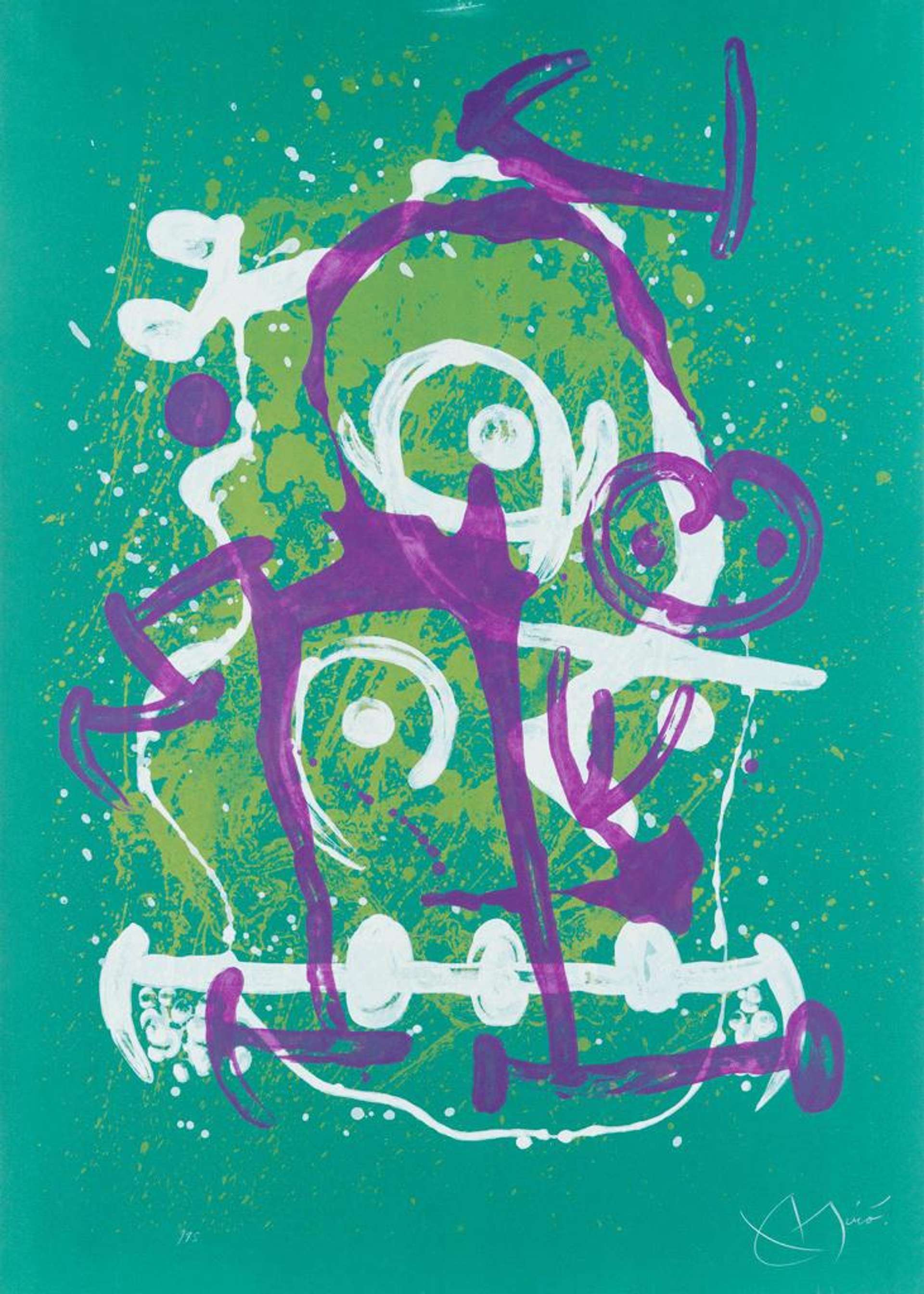Joan Miró: L’Illetré Vert Et Violet - Signed Print