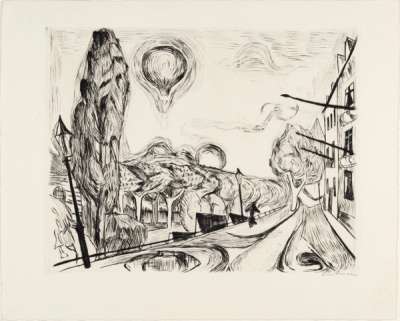 Landschaft Mit Ballon - Signed Print by Max Beckmann 1918 - MyArtBroker