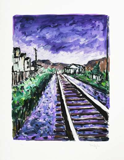 Train Tracks Purple (2018) - Signed Print by Bob Dylan 2018 - MyArtBroker