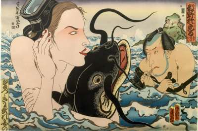 Catfish Envy - Signed Print by Masami Teraoka 1993 - MyArtBroker