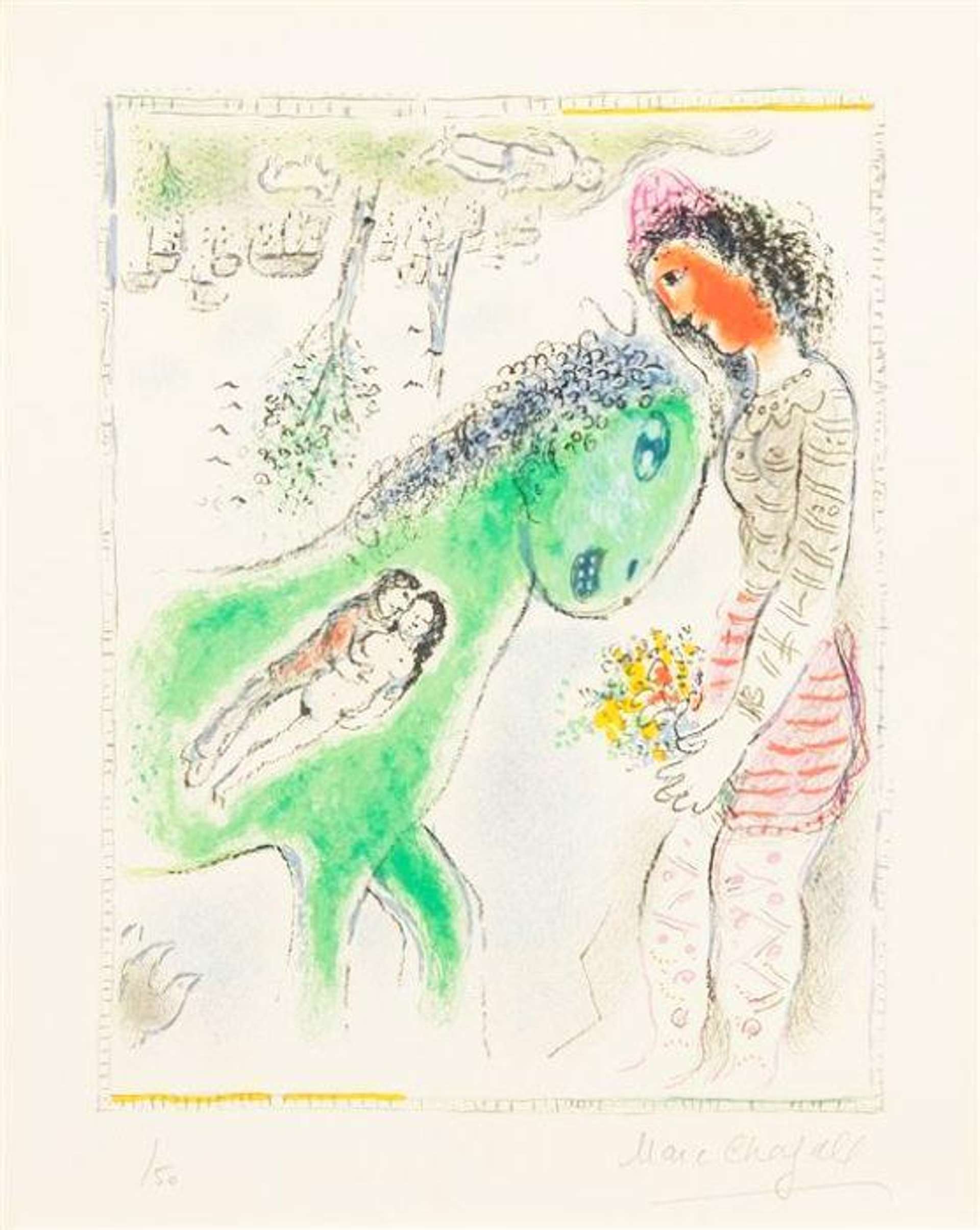Marc Chagall: Le Cheval Vert - Signed Print