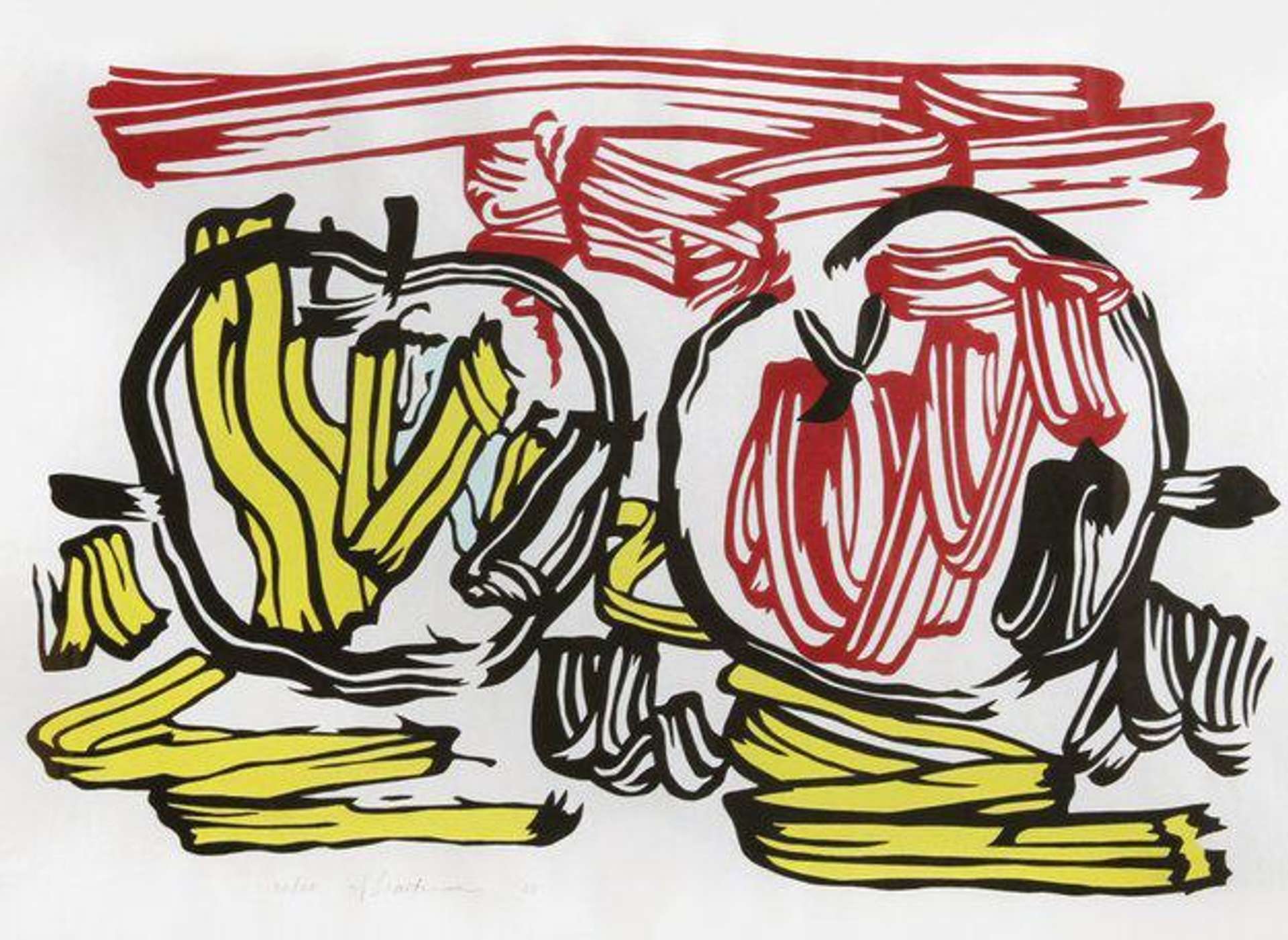 Red Apple And Yellow Apple - Signed Print by Roy Lichtenstein 1983 - MyArtBroker
