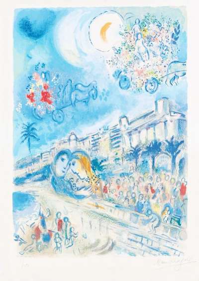 Marc Chagall: Bataille De Fleurs - Signed Print