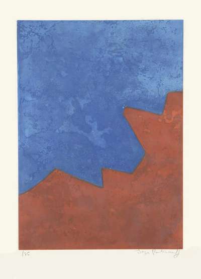 Red And Blue Composition - Signed Print by Serge Poliakoff 1967 - MyArtBroker