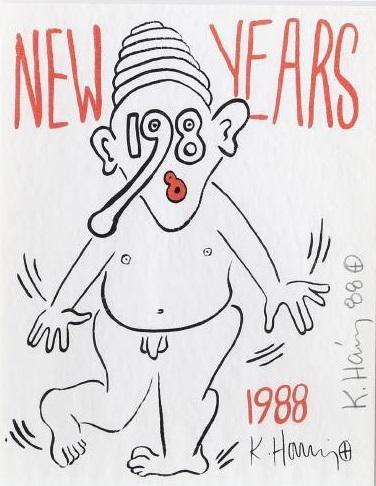 Keith Haring New Years Invitation (Signed Print) 1988 | MyArtBroker