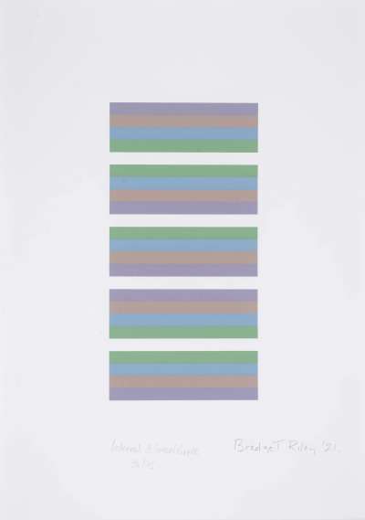 Intervals 3 (green/purple) - Signed Print by Bridget Riley 2021 - MyArtBroker