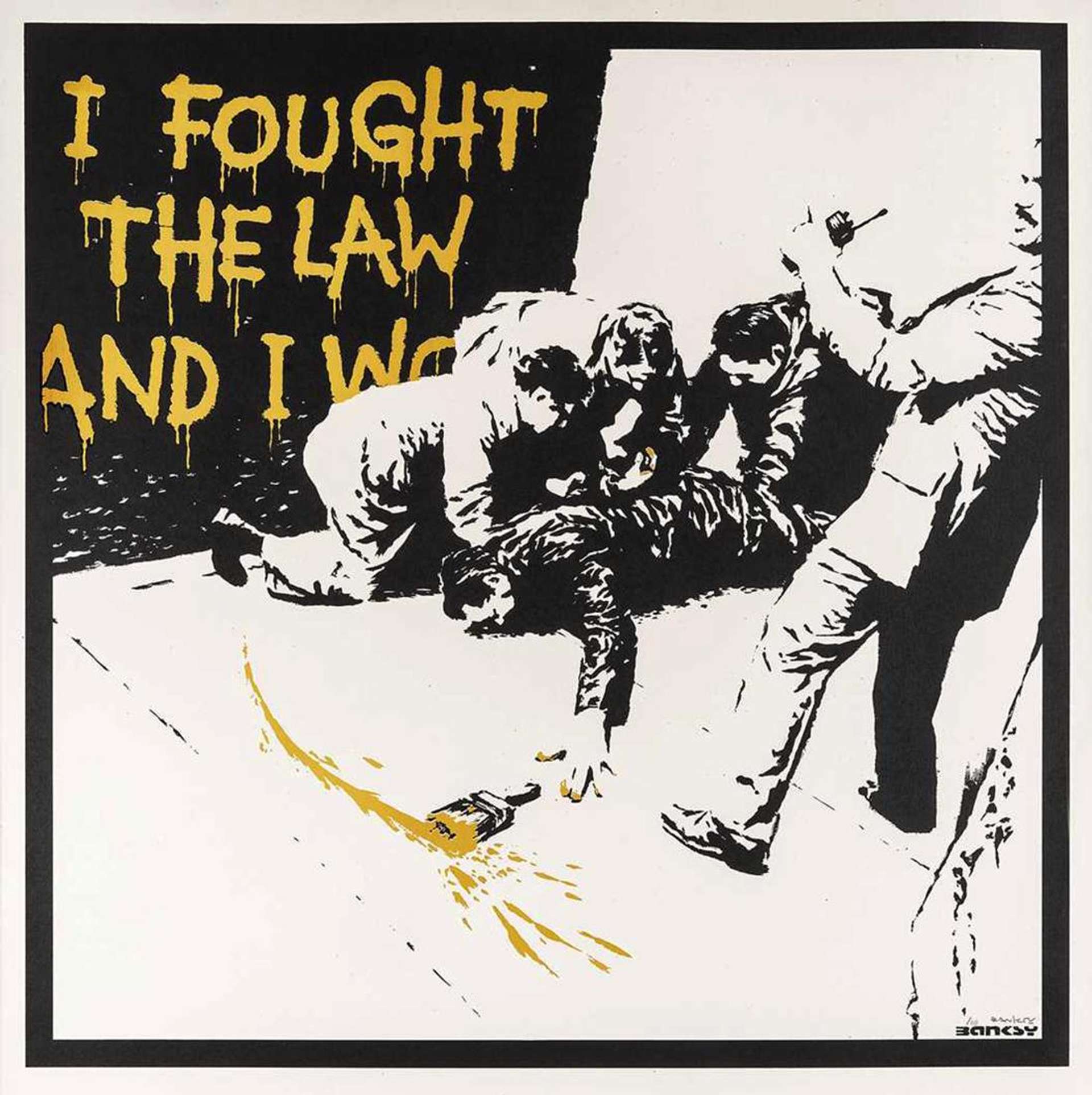 I Fought The Law (yellow) by Banksy