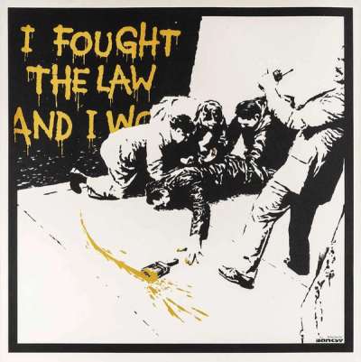 I Fought The Law (yellow) - Signed Print by Banksy 2004 - MyArtBroker