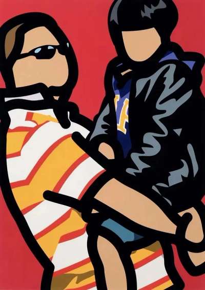 Julian Opie: Tourist With Child - Signed Print