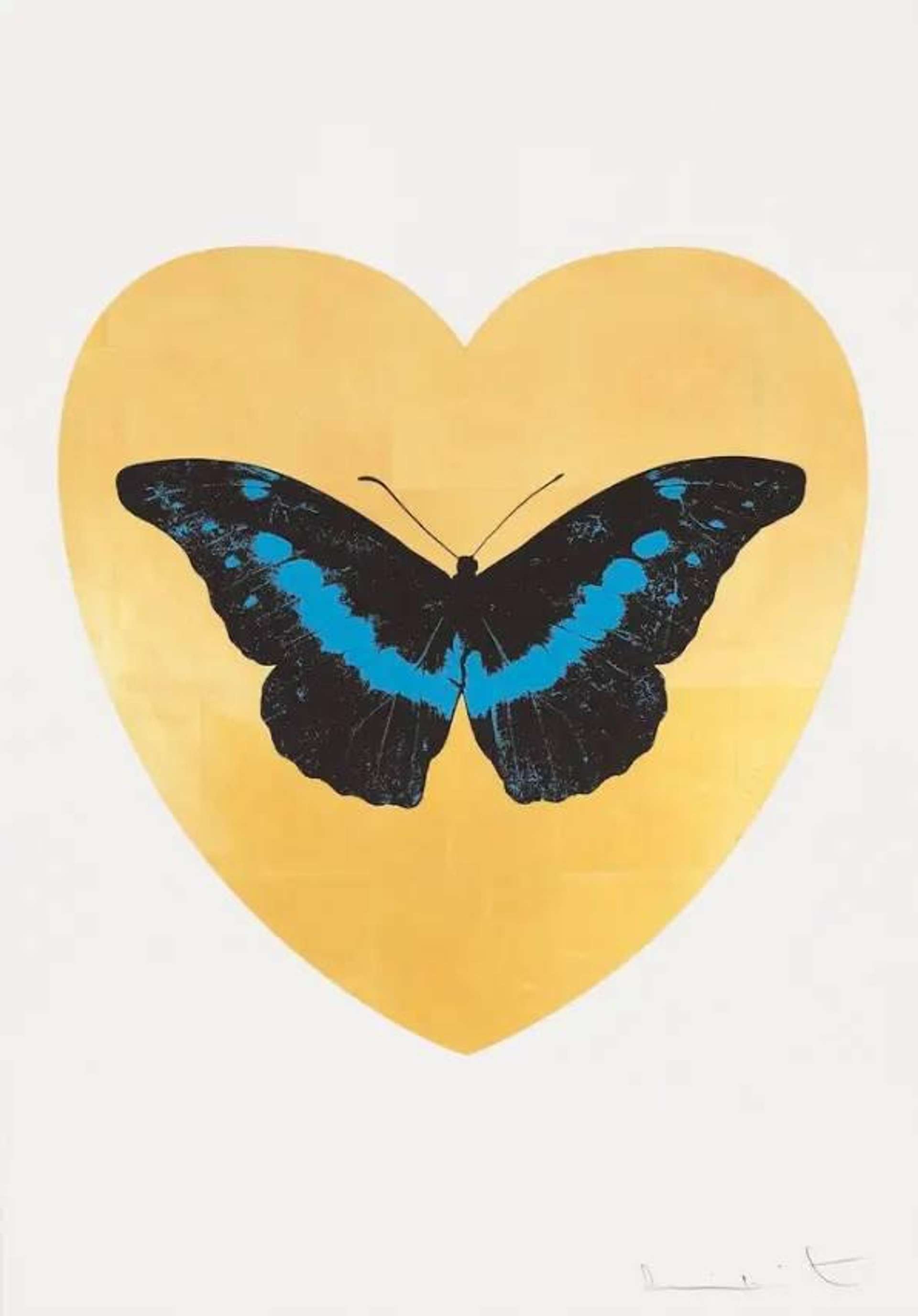 Damien Hirst: I Love You (gold leaf, black, turquoise) - Signed Print