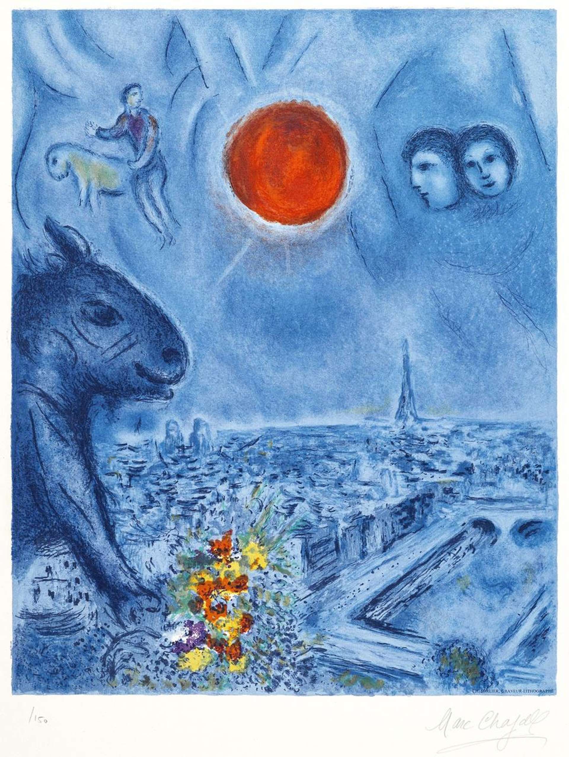 Marc Chagall: Le Soleil De Paris - Signed Print