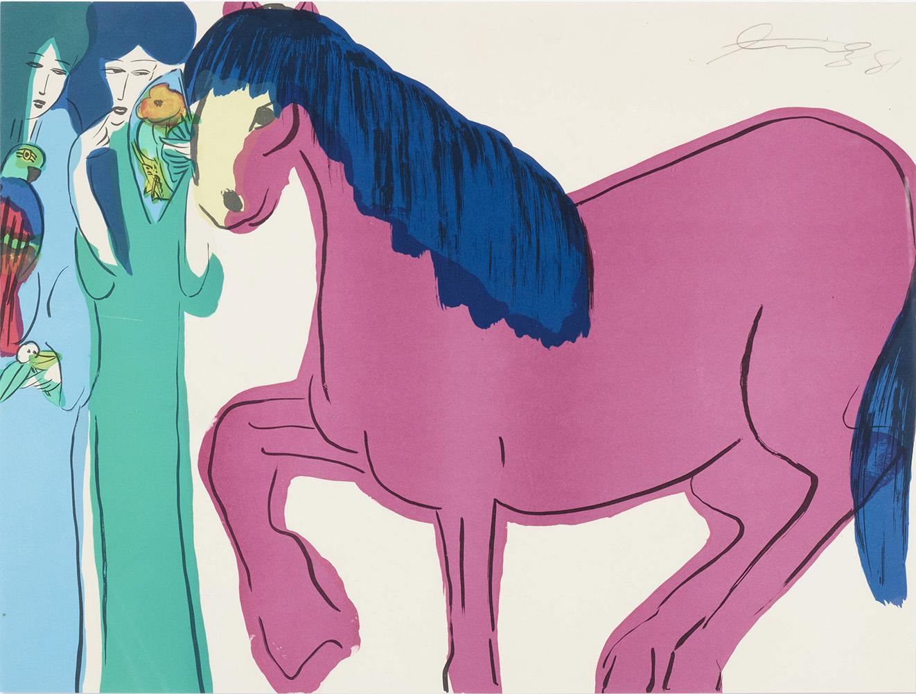 ◇希少 特大◇　walasse ting blue horse Walasse Ting, Blue Horse, Print for sale at Pamono