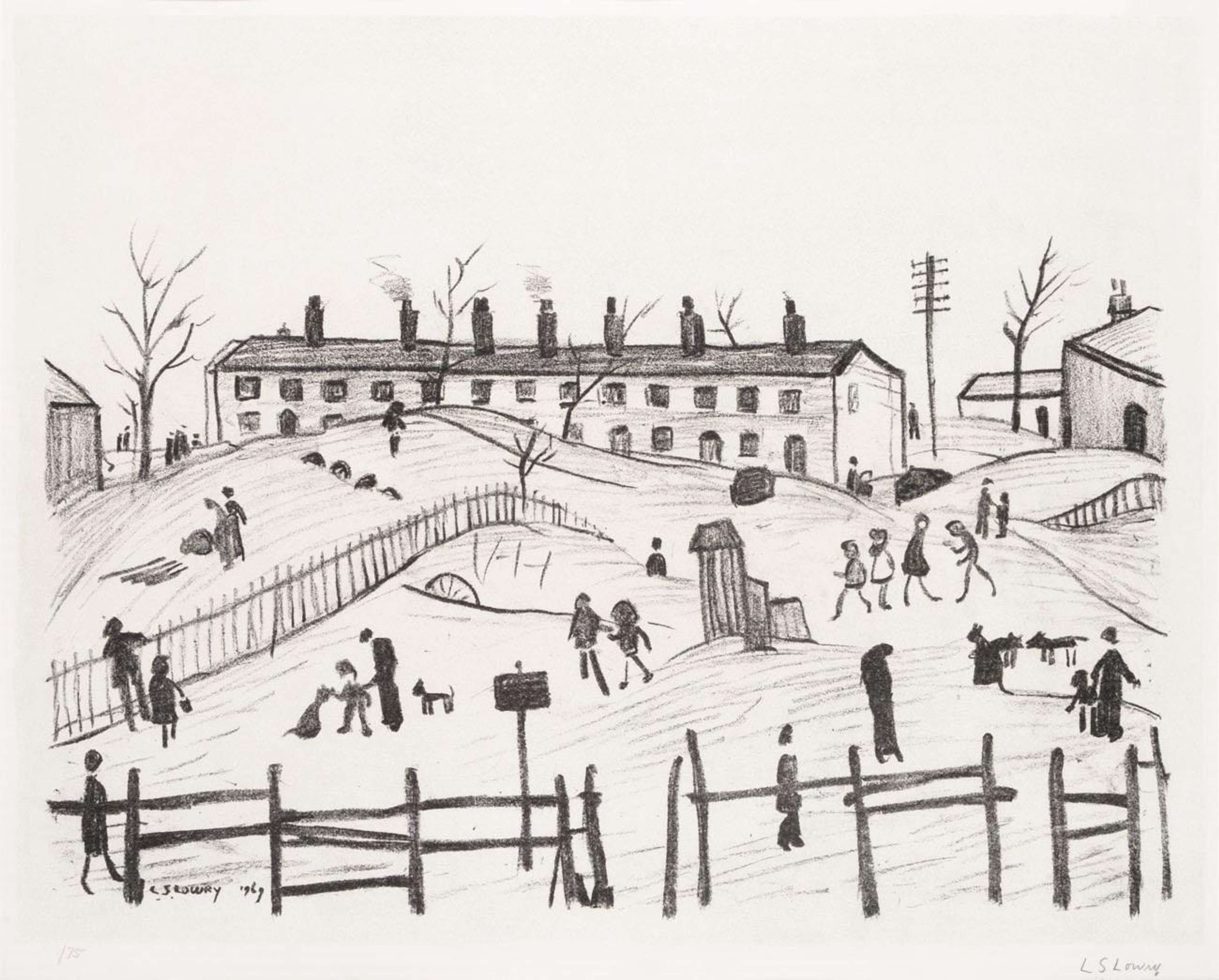 Winter In Broughton - Signed Print by L S Lowry 1969 - MyArtBroker