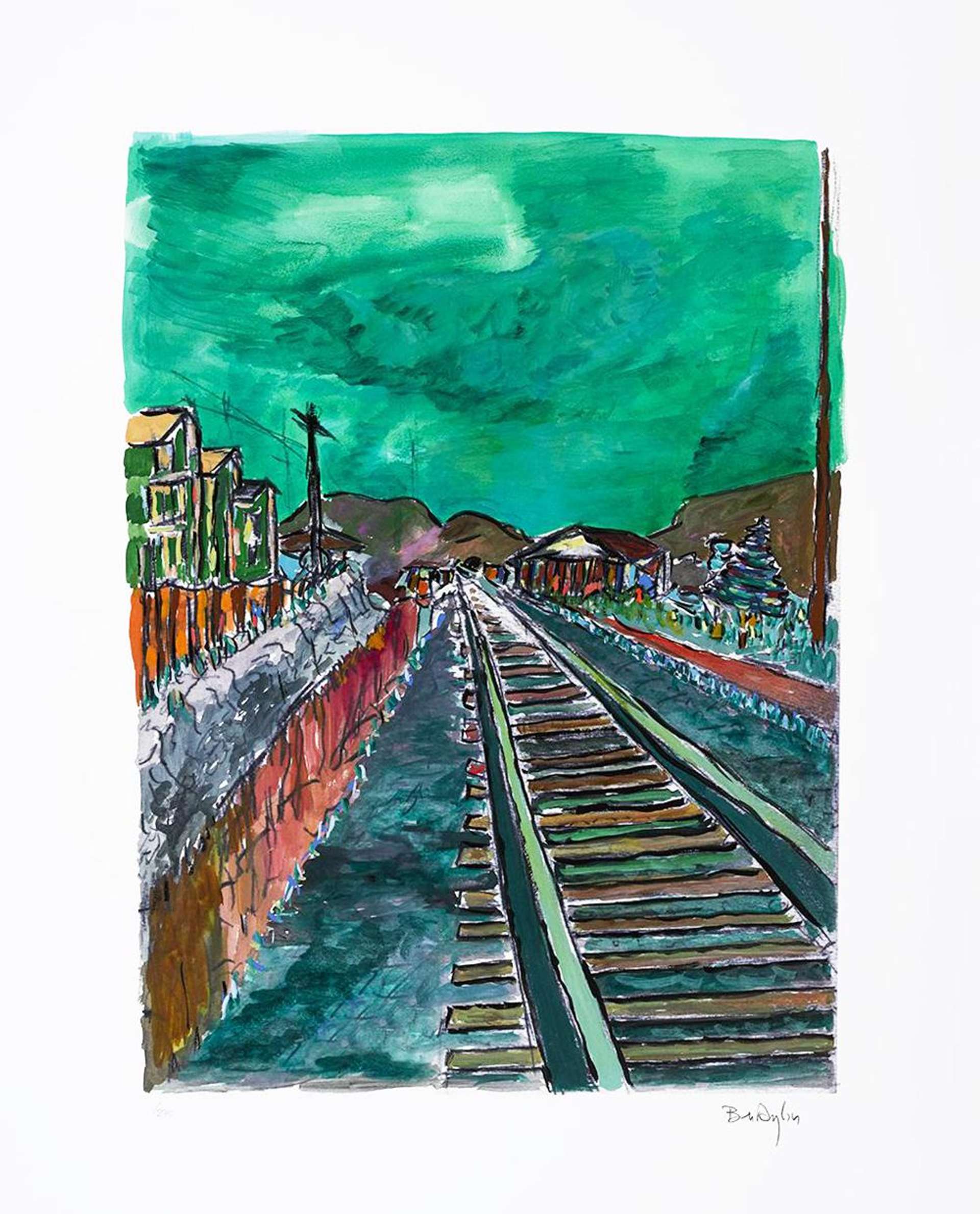 Train Tracks Green (2008) - Signed Print by Bob Dylan 2008 - MyArtBroker