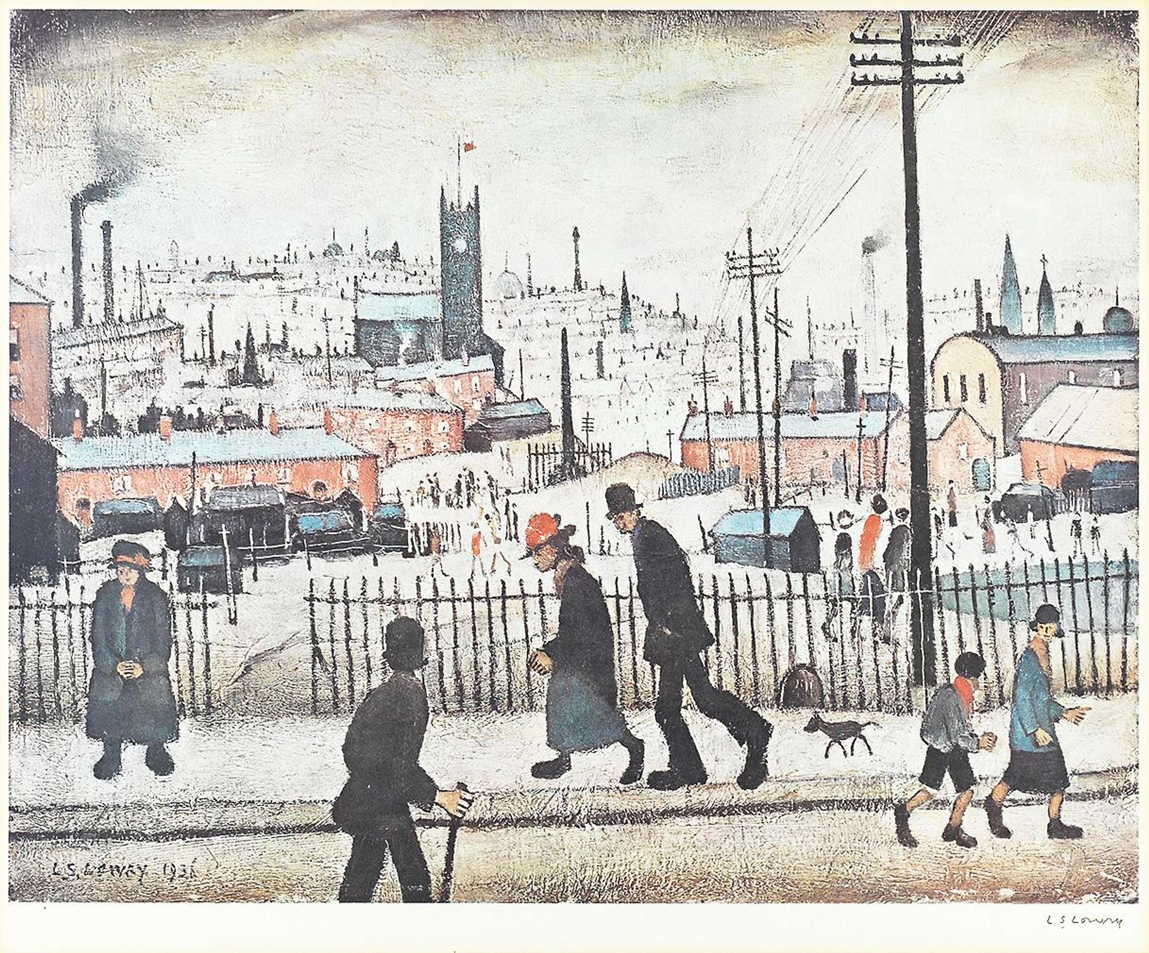 View Of A Town - Signed Print by L S Lowry 1973 - MyArtBroker