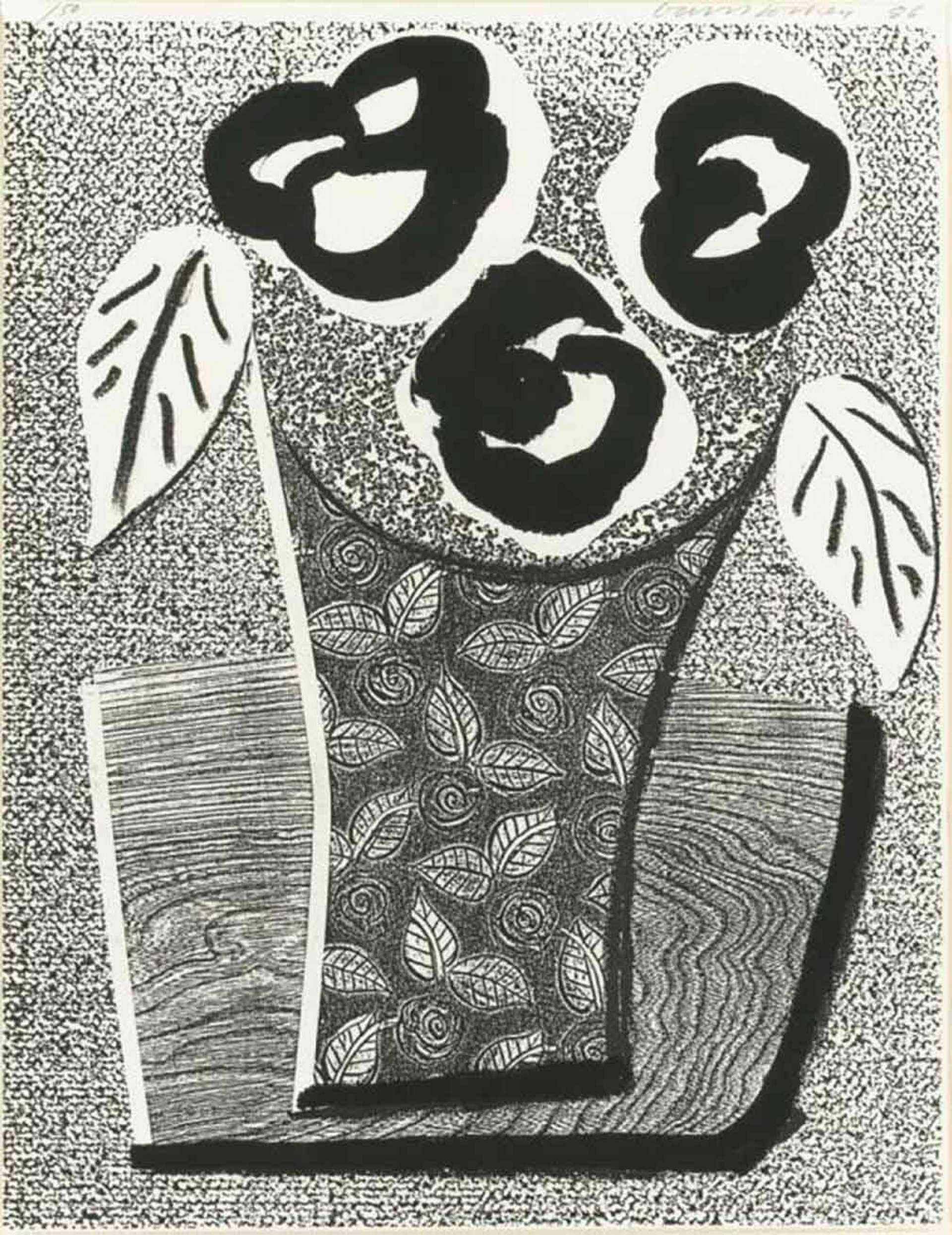 Three Black Flowers - Signed Print by David Hockney 1986 - MyArtBroker