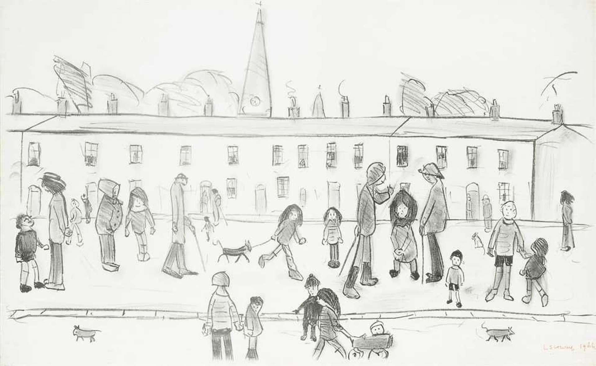 A Street Full Of People by L S Lowry
