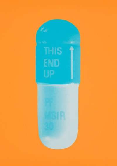 Damien Hirst: The Cure (atomic tangerine, cornflower blue, ice blue) - Signed Print