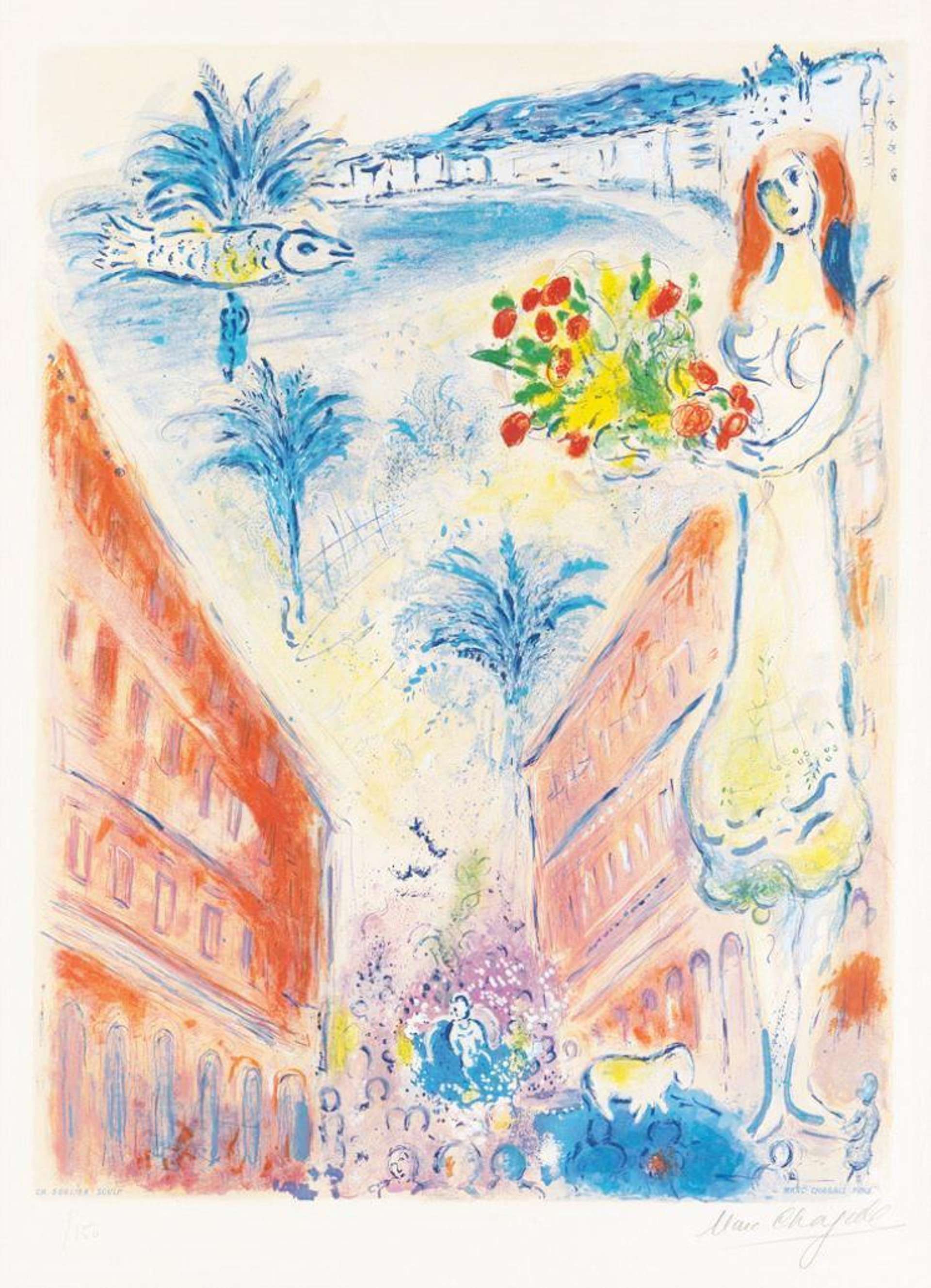 Marc Chagall: Avenue De La Victoire À Nice - Signed Print