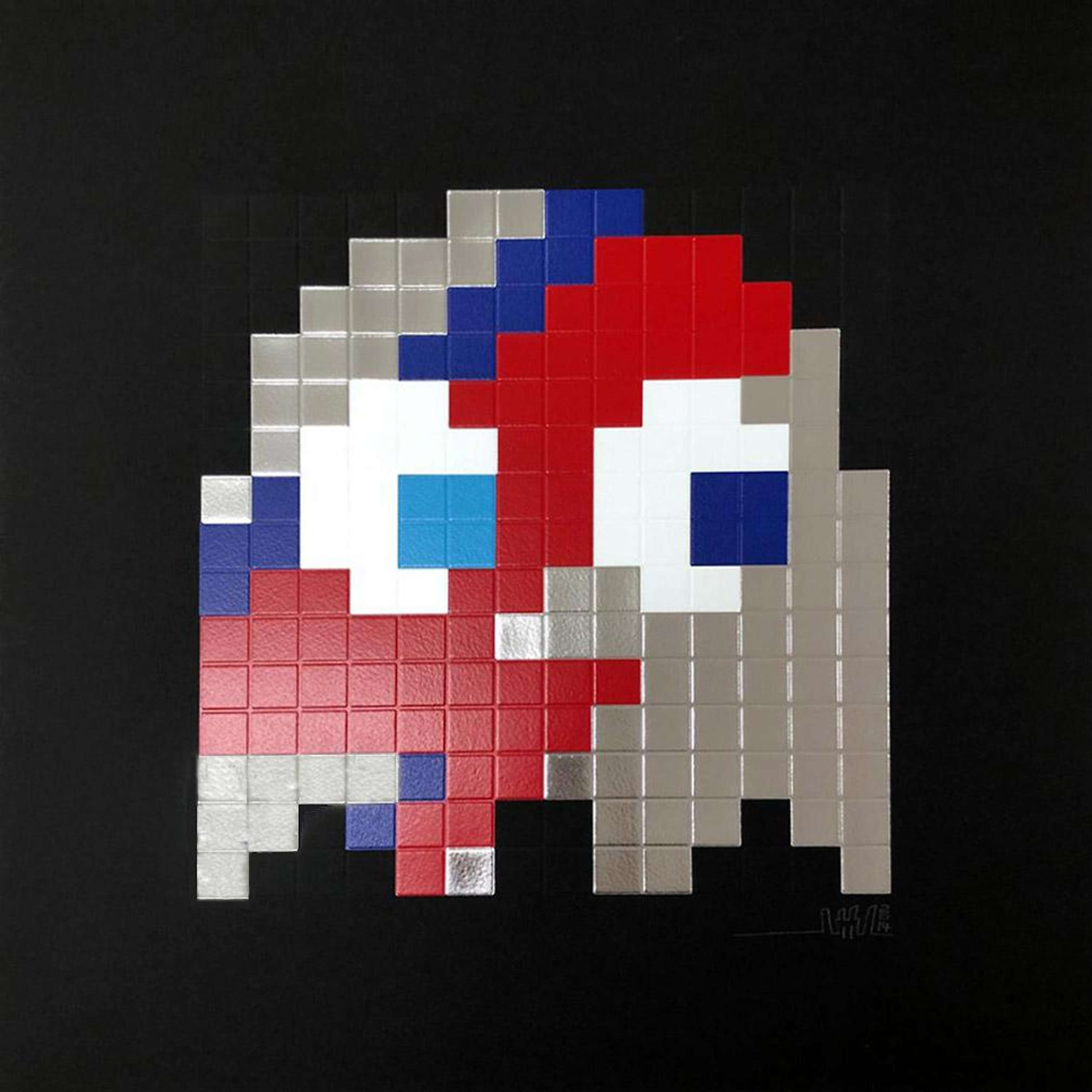 Aladdin Sane (silver) - Signed Print by Invader 2014 - MyArtBroker