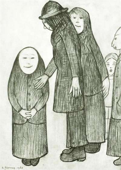 Family Discussion - Signed Print by L. S. Lowry 1974 - MyArtBroker
