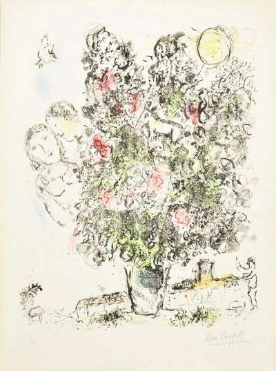 Le Bouquet Clair - Signed Print by Marc Chagall 1970 - MyArtBroker