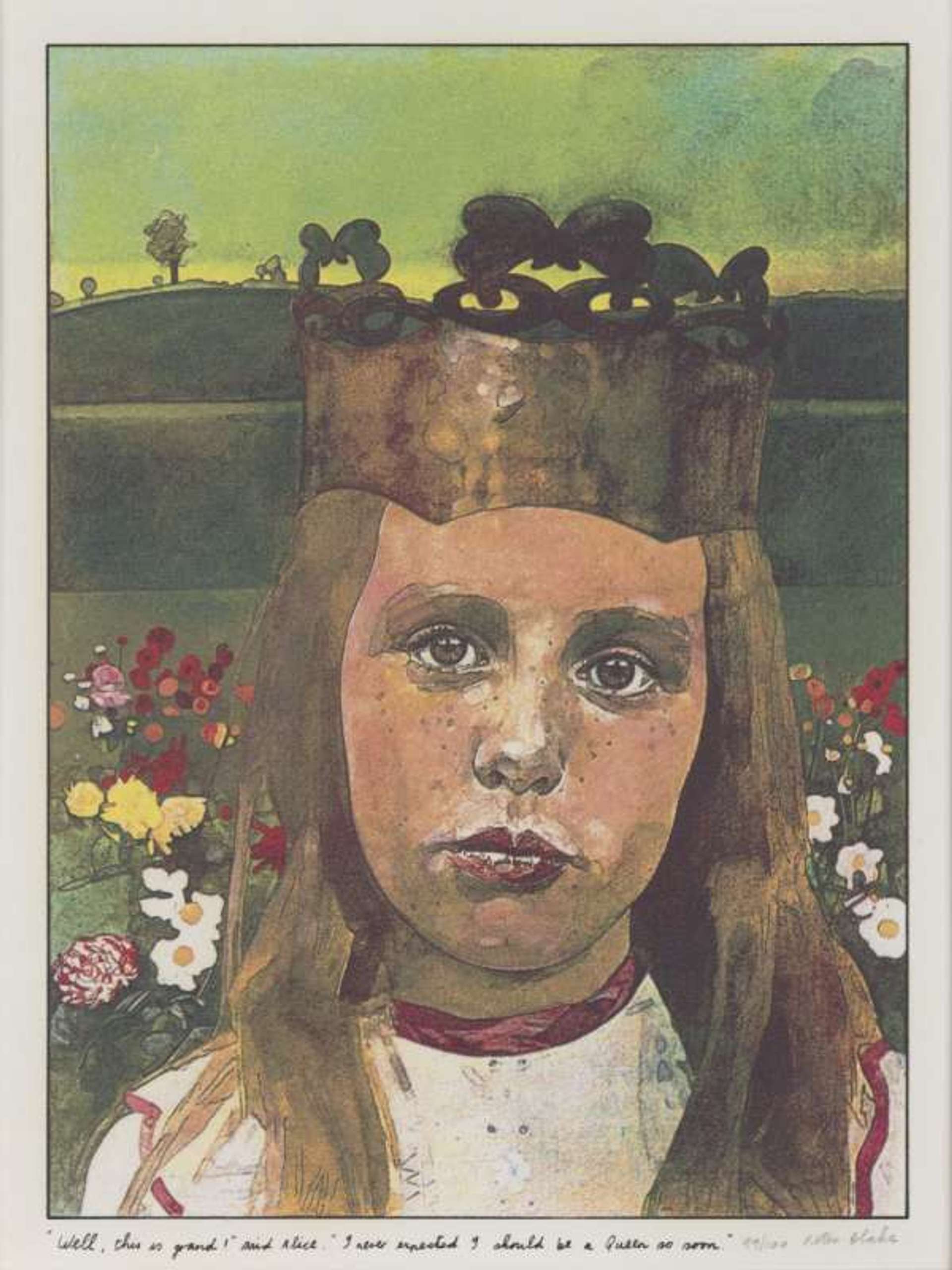 “Well, this is grand!” said Alice. “I never expected I should be a Queen so soon.” by Peter Blake