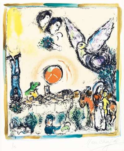 Marc Chagall: Composition Champêtre - Signed Print