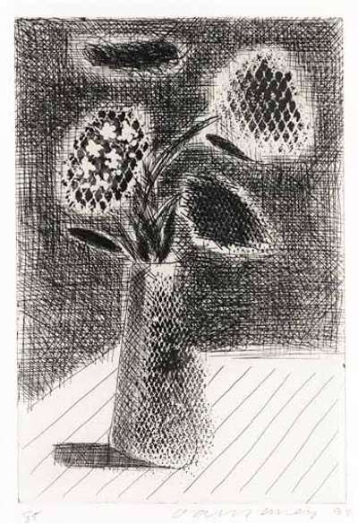 Four Flowers In A Vase - Signed Print by David Hockney 1998 - MyArtBroker