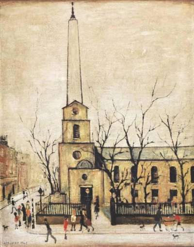 St Luke's Church - Signed Print by L. S. Lowry 1973 - MyArtBroker