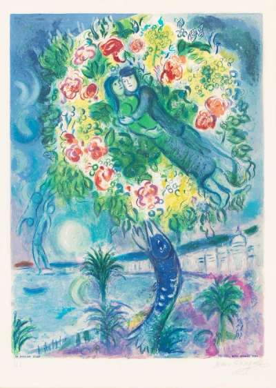 Marc Chagall: Couple Et Poisson - Signed Print