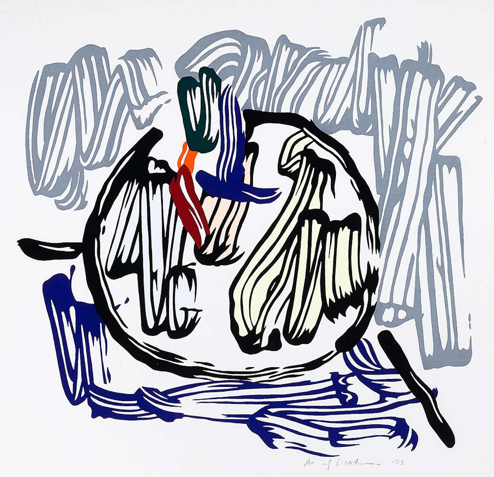 Apple With Gray Background - Signed Print by Roy Lichtenstein 1983 - MyArtBroker