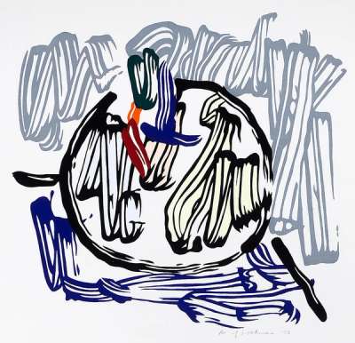 Apple With Gray Background - Signed Print by Roy Lichtenstein 1983 - MyArtBroker